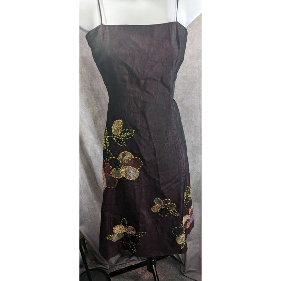 Cranberry Raw Silk Flowered Boutique Formal Dress NWT - Picture 1 of 13